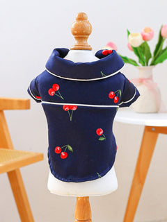 soft satin pet pajamas with contrast piping