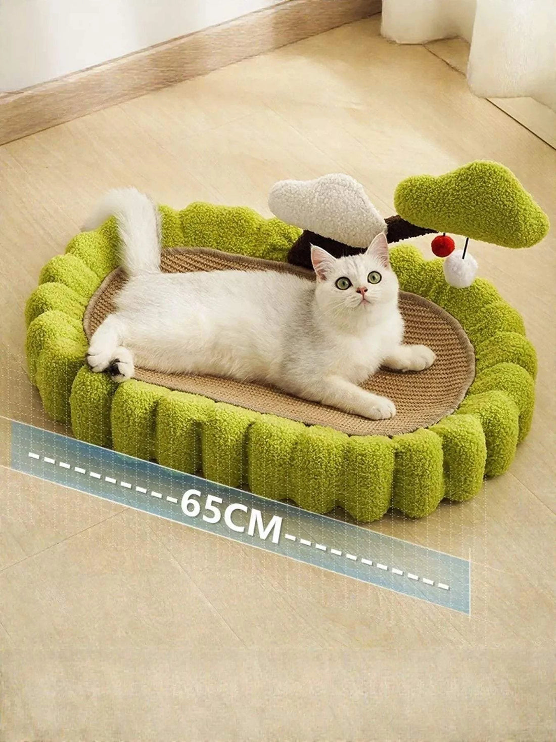 soft cat scratching post bed with plush nap area
