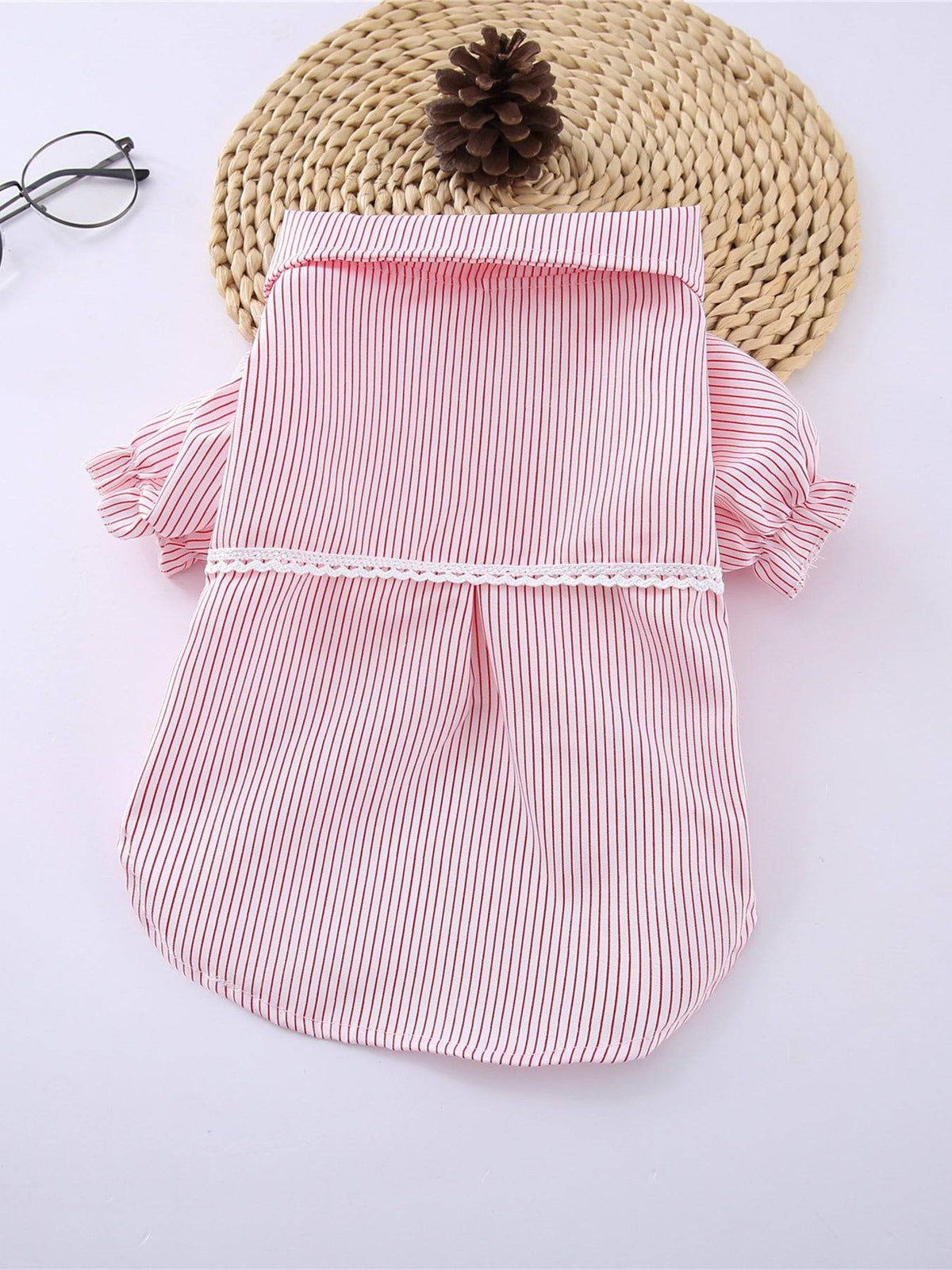 Striped ruffle pet top with bow for playful everyday wear