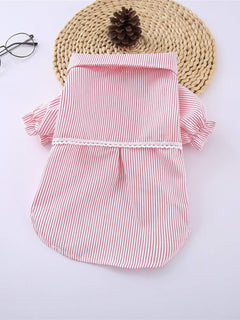 Striped ruffle pet top with bow for playful everyday wear