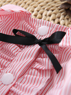 Striped ruffle pet top with bow for playful everyday wear