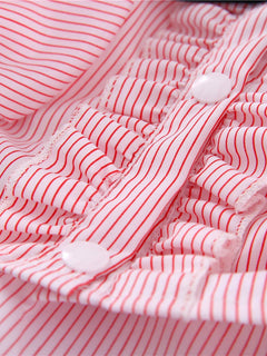 striped ruffle pet top with bow for playful everyday wear