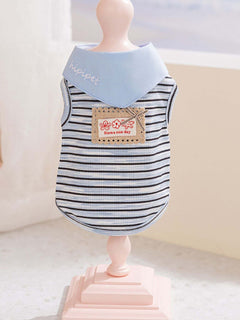 Striped pet top with tied bow detail
