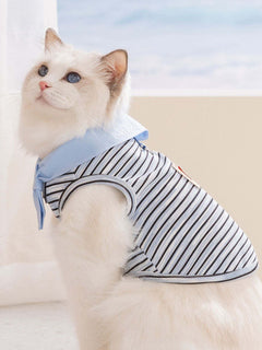 striped pet top with tied bow detail