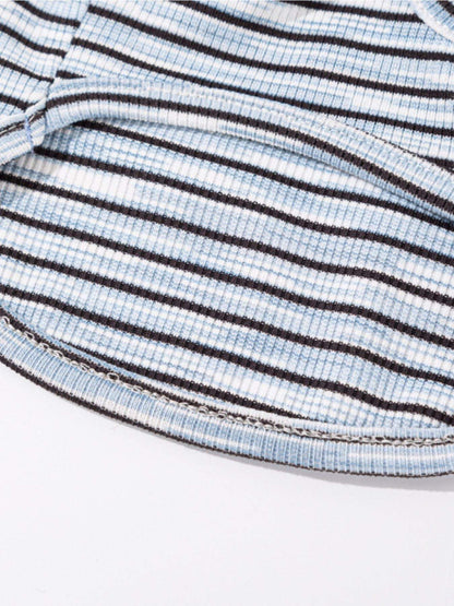 striped pet top with tied bow detail