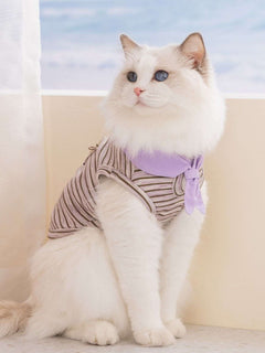 Striped tied pet top with cute bow detail