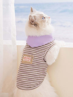 Striped pet top with tied bow detail