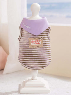 striped pet top with tied bow detail