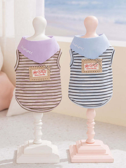 Striped pet top with cute tied bow detail