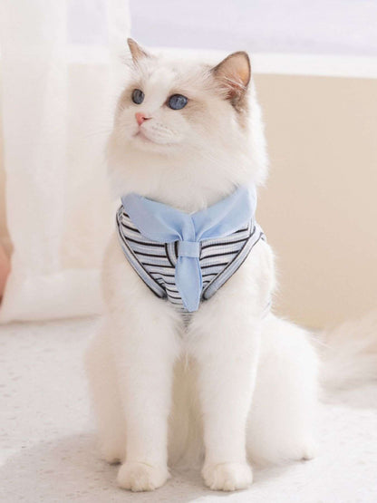 Striped pet top with tied bow detail for comfort and style