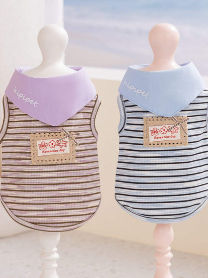 striped pet top with tied bow detail