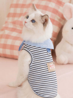 Striped pet top with tied bow detail for comfort and charm