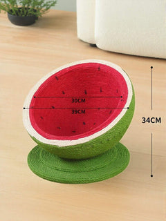 Watermelon-shaped cat scratching post and cozy nest made of sisal for large cats