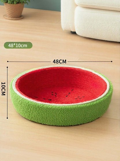 watermelon-shaped cat scratching post and cozy nest made of sisal