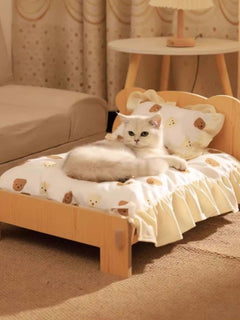 sturdy stylish wooden pet bed with supportive wood frame