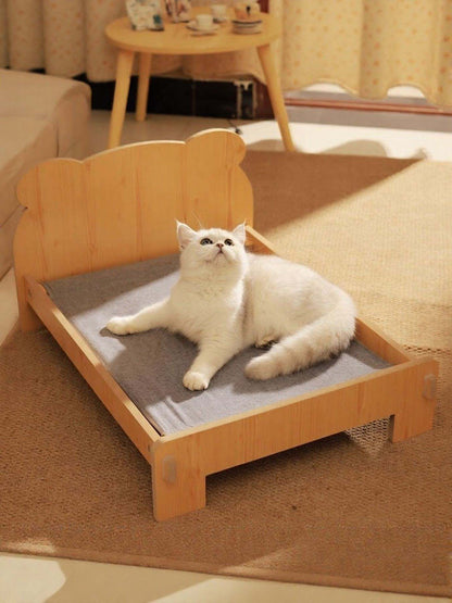 sturdy wooden pet bed with stylish design