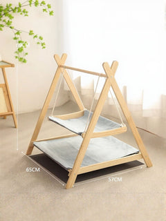 wooden triangle cat hammock elevated cozy lounging for cats